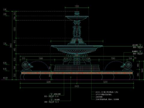  欧式花钵水景CAD节点大样 