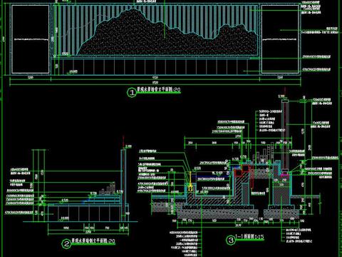  新中式文化景墙cad大样图 