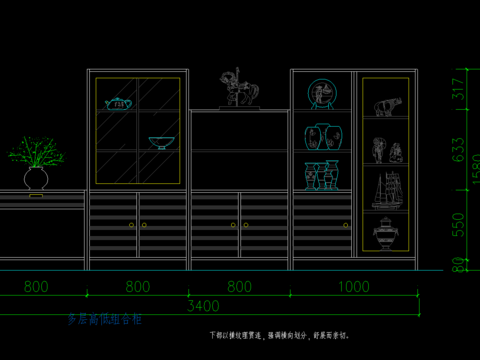  室内装修家具立面节点大样 
