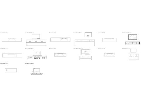  现代电视柜带抽屉平面图cad图库 