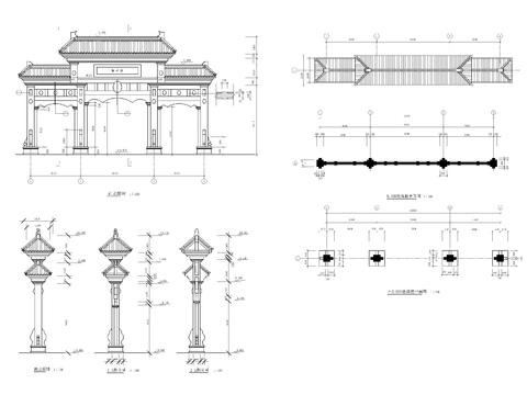  牌坊cad大样图 
