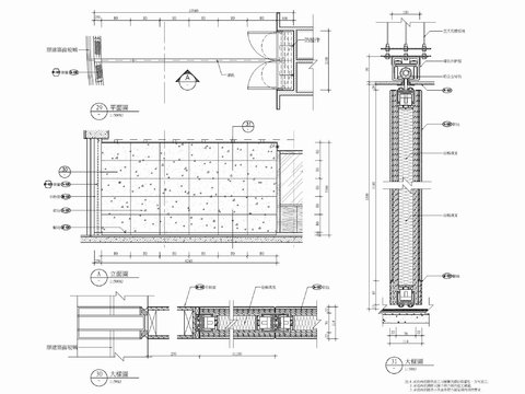  餐厅包房活动折叠屏风软包隔墙施工详图 活动隔断 活动屏风cad大样图 