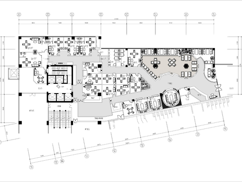  1500㎡茶楼棋牌室cad平面图 