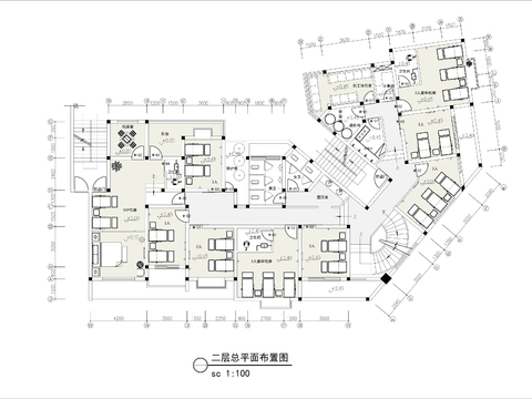  兩層美容SPA會(huì)所cad平面圖 