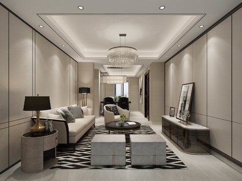  100㎡家装平层CAD施工图+效果图+材料表 