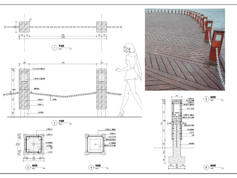  滨水栏杆cad大样图 