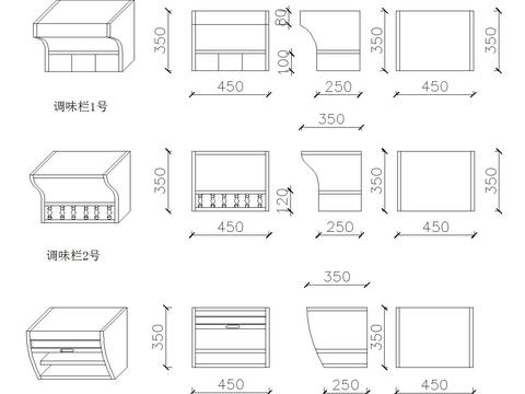  橱柜实木元素cad图库 