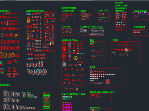  专用办公平面cad图块 