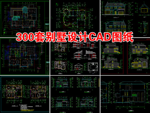  300套别墅建筑设计CAD图库 