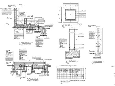  新中式入口水景对景景墙节点大样图 