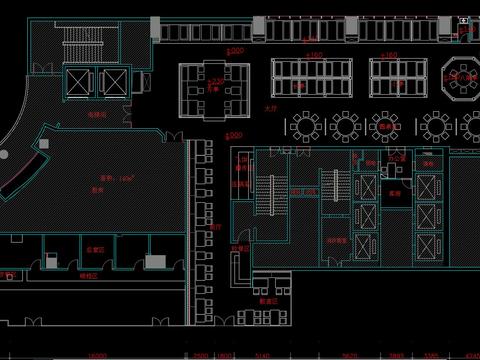  餐厅 自助餐厅 中餐厅 饭店 餐饮空间cad平面图 