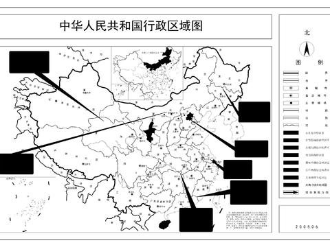  中国行政区划图(中国地图)cad图库 