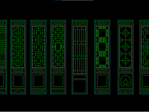  中式雕花屏风隔断CAD图库 