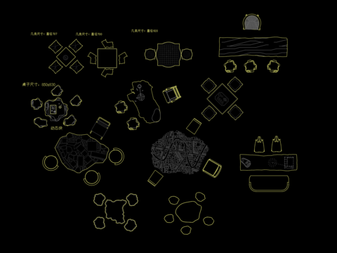  茶台茶桌cad图库 