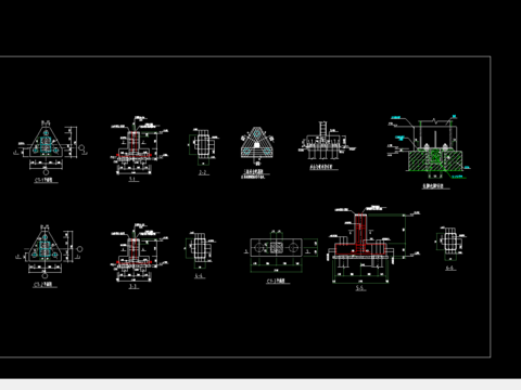  钢框架厂房三桩承台节点大样 