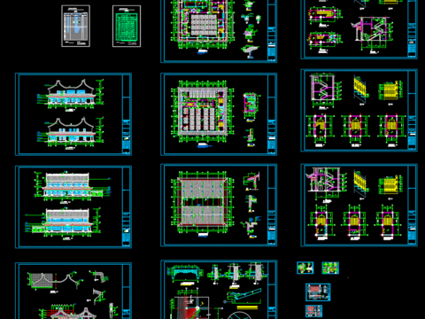  古寺建筑cad施工图 