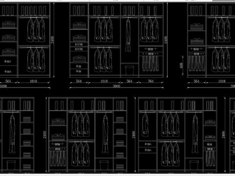  衣柜结构cad图库 