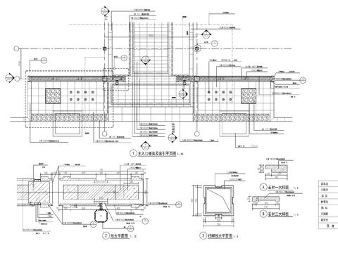  新中式入口大门 门楼cad施工图 