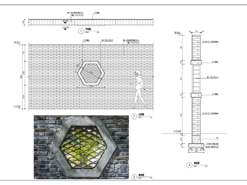  中式围墙cad大样图 