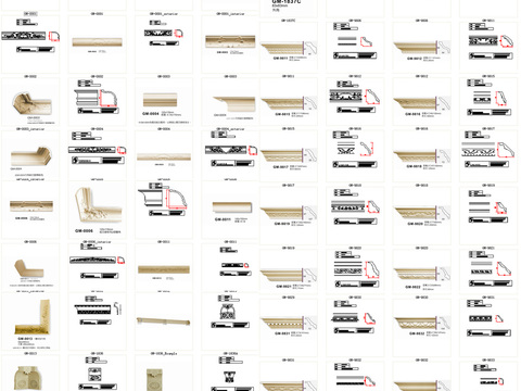  45款石膏顶线 石膏构件 CAD图集 