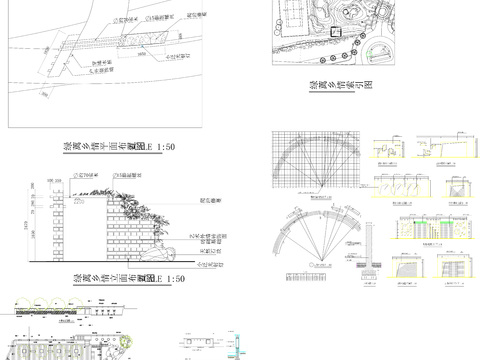  挡土景墙cad施工图 