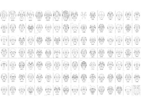  中式京剧脸谱cad图库 