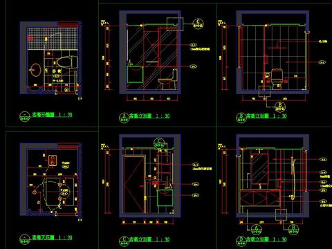  家居卫生间设计cad施工图 