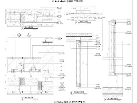  工装洗手台cad立面图 