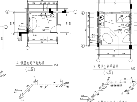  卫生间排水cad施工图 