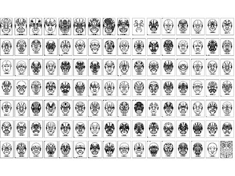  中式京剧脸谱CAD图块 