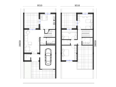  190m2兩層別墅住宅cad平面圖 