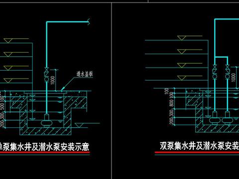  水井 消火栓cad节点图 