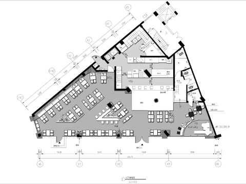  400㎡异形餐厅cad平面图 