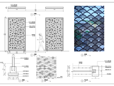  中式屏风cad大样图 