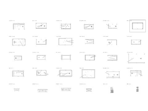  现代运动娱乐器材 台球桌 球杆平面图 立面图 侧面CAD图库 