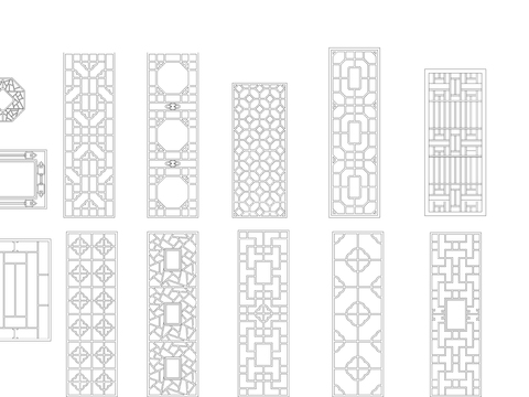 建筑CAD常用窗花类模块 