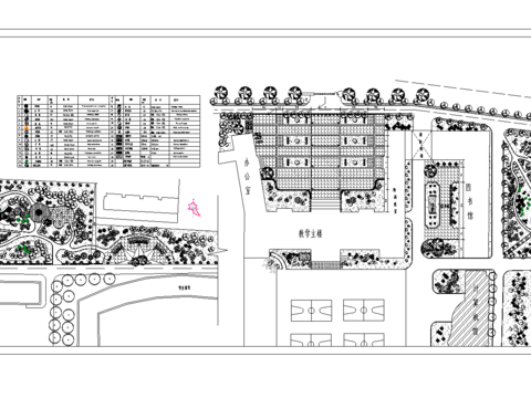  校園廣場(chǎng)綠化cad施工圖 