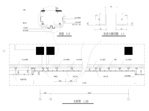 铝方管施工cad大样图 
