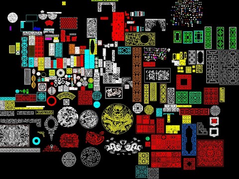  中式雕花cad图库 