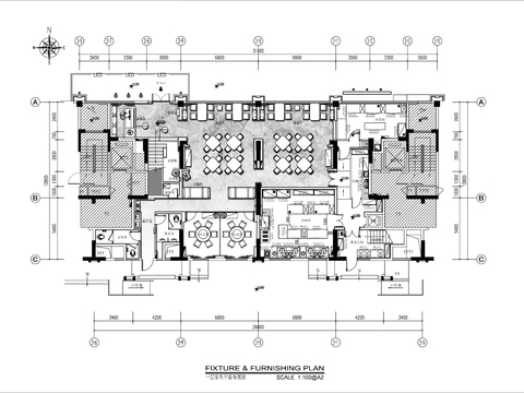  1000㎡两层私房菜餐厅cad平面图 