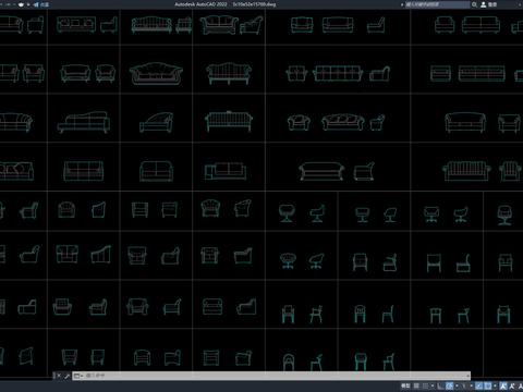  CAD常用沙发立面cad图库 