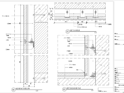  室内大厅干挂石材cad节点大样图 