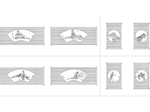  中式装饰挂画立面 