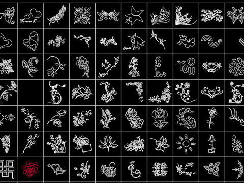  雕花花纹cad图库 