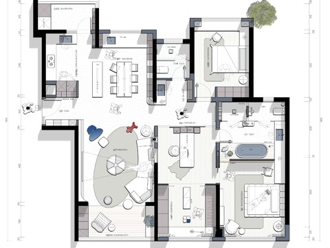  家装装修样板间CAD平面图 