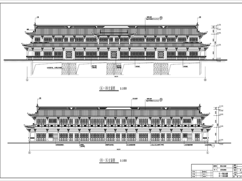  仿古廊桥建筑CAD施工图 