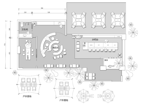  酒吧清吧 營地啤酒吧cad平面圖 