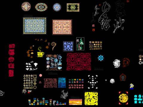  中式欧式图案花纹CAD图块 