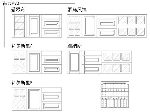  实木橱柜门板cad图库 