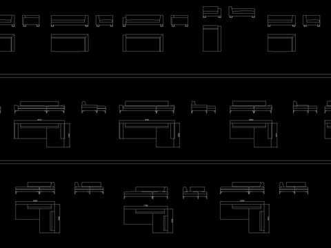  2021高端沙发平立面CAD图库 